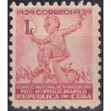1939-465 CUBA REPUBLICA 1939 MLH 1c PRO TUBERCULOSOS SEMIPOSTAL CHILDREN.