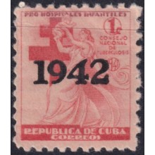 1942-476 CUBA REPUBLICA 1942 MLH 1c PRO TUBERCULOSOS SEMIPOSTAL CHILDREN OVERPRINT “1942”.