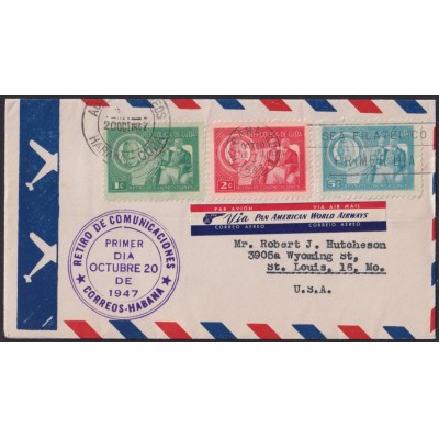 1947-FDC-121 CUBA REPUBLICA FDC 1947 RETIRO DE COMUNICACIONES ANTONIO OMS SARRET.