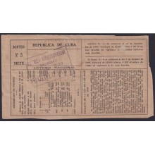 LOT-448 CUBA LOTTERY 1909. SORTEO Nº3. 30/ SEPT/ 1909. RARE.