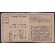 LOT-449 CUBA LOTTERY 1909. SORTEO Nº4. 9/ OCT/ 1909. RARE.