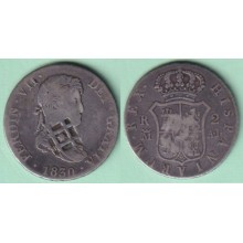 1841-MN-22 CUBA SPAIN 1841 2r FERNANDO VII 1830 MADRID COUNTERMARK OF TRINIDAD VIQUE.