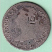 1841-MN-24 CUBA 1841 2r JOSE NAPOLEON 1811 MADRID COUNTERMARK OF TRINIDAD VIQUE.