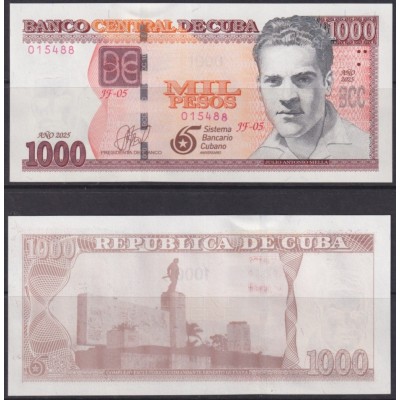 2025-BK-2 CUBA UNC 2025 1000$ JULIO ANTONIO MELLA. 65th SISTEMA BANCARIO CONMEMORATIVE.