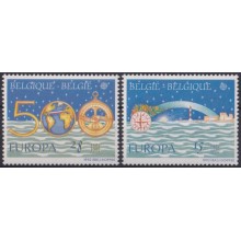 F-EX64294 BELGIQUE BELGIUM MNH 1992 DISCOVERY OF AMERICA LIGHTHOUSE MAP.