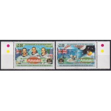 F-EX63059 AITUKAKI MNH 1994 SPACE COSMOS 25th APOLLO XI MANNED MOON LANDING.