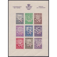 F-EX63242 BELGIUM 1940 WINTER HELP CHARITY SHEET LOCAL COAT OF ARMS ORIGINAL GUM.