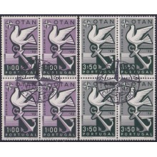 F-EX63245 PORTUGAL USED 1959 NATO OTAN PIGEON BIRD PALOMA BL 4 USED.