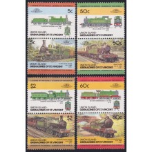 F-EX63842 UNION GRENADINES ST VINCENT MNH 1984 RAILROAD RAILWAYS TRAIN LOCOMOTIVES.