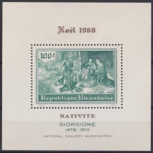 F-EX63514 RWANDA MNH 1968 CHRISTMAS NAVIDAD RELIGION ART GIORGIONE.