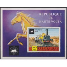 F-EX63312 UPPER VOLTA MNH 1975 RAILROAD RAILWAYS TRAIN FERROCARRIL LOCOMOTIVES.