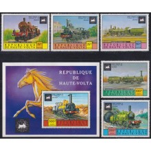 F-EX62845 UPPER VOLTA MNH 1975 RAILROAD RAILWAYS TRAIN FERROCARRIL LOCOMOTIVES.