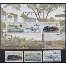 F-EX62852 ANGOLA MNH 1970 CENTENARY SHIP AVION RAILROAD RAILWAYS TRAIN FERROCARRIL.