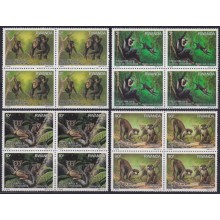 F-EX63564 RWANDA MNH 1988 BLOCK 4 FAUNA PRIMATES MONKEY.