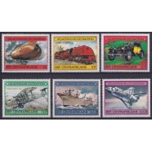 F-EX63494 CENTRAL AFRICA MNH 1982 TRANSPORTS RAILROAD CAR SHIP AIRPLANE AVION.
