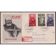 F-EX64075 RIO MUNI SPANISH COLONIES 1963 REG FDC PRO CHILDREN JOAQUIN JUANOLA.