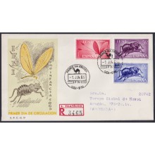 F-EX64127 SIDI IFNI MOROCCO 1965 FDC REG PRO CHILDREN BEETLE INSECTS ENTOMOLOGY.