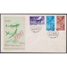 F-EX64129 SIDI IFNI MOROCCO 1965 FDC PRO CHILDREN AIRPLANE AVION FLIYING LANDSCAPE.
