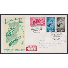 F-EX64140 FERNANDO POO 1965 FDC REG PRO CHILDREN BEETLE INSECTS ENTOMOLOGY.