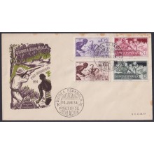 F-EX64089 SPANISH GUINEA 1954 FDC PRO INDIGENOUS SHUTTING HUNTTING ELEPHANT.