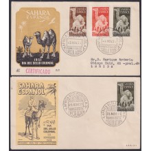 F-EX64097 SPANISH SAHARA 1951 FDC REG COLONIAL STAMPS DAY CAMEL FAUNA.
