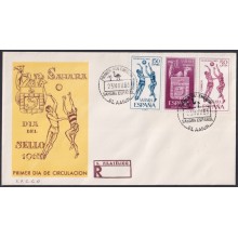 F-EX64103 SPANISH SAHARA 1965 FDC STAMP DAY BASKETBALL SPORT COAT OF ARMS.
