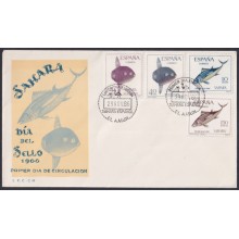 F-EX64104 SPANISH SAHARA 1966 FDC STAMPS DAY FAUNA MARINE WILDLIFE FISH PECES.