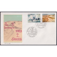 F-EX64110 SPANISH SAHARA 1973 FDC PRO CHILDREN DESERT LANDSCAPE.