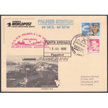 F-EX64175 USA 1999 PALMER ANTARCTIC STATION PUNTA ARENAS TO NEW ZEALAND.