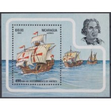 F-EX61796 NICARAGUA MNH 1992 DISCOVERY VOYAGE OF COLUMBUS SAILING SHIP.