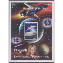 F-EX62489 NIGER MNH 1998 COSMOS SPACE EXPLORATION NEWTON AIRPLANE ROCKET.