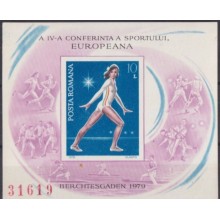 F-EX61822 RUMANIA MNH 1979 IMPERFORATED SHEET EUROPEAN GIMNASTICS GAMES.