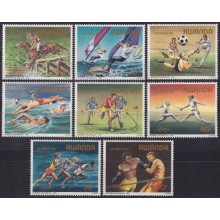 F-EX63562 RWANDA MNH 1984 LOS ANGELES OLYMPIC GAMES SOCCER HOCKEY FENCING.