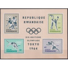 F-EX63619 RWANDA MNH 1964 TOKYO OLYMPIC GAMES ATHLETISM SOCCER BASKET.