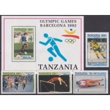 F-EX63052 TANZANIA MNH 1992 BARCELONA OLYMPIC GAMES ICE HOCKEY ATHLETISM.
