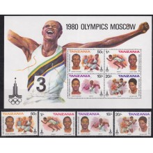 F-EX63616 TANZANIA MNH 1980 MOSCOW OLYMPIC GAMES JAVELIN BOXING ATHLETISM.