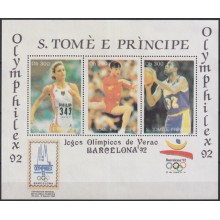 F-EX62744 SAO TOME I PRICIPE MNH 1992 BARCELONA OLYMPIC GAMES ATHLETISM BASKET.
