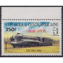 F-EX63230 CENTRAL AFRICA MNH 1985 TSUKUBA RAILROAD RAILWAYS TRAIN FERROCARRIL LOCOMOTIVES.