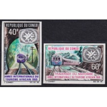 F-EX63593 CONGO MNH 1969 IMPERF TOURISM YEAR RAILROAD TRAIN FERROCARRIL LOCOMOTIVES