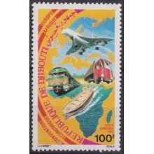 F-EX63347 DJIBOUTI MNH 1981 RAILROAD RAILWAYS AIRPLANE AVION MERCHANT SHIP.