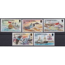 F-EX64220 ALDERNEY UK ENGLAND MNH 1991 MERCHANT WRECK SHIP SAILBOATS LIGHTHOUSE.