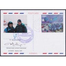 F-EX64191 INDONESIA 2001 ANTARCTIC EXPEDITION STATION POSTCARD.