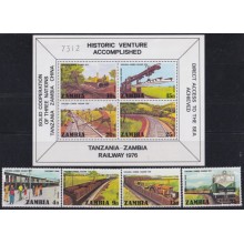 F-EX63758 ZAMBIA MNH 1976 RAILROAD LOCOMOTIVE RAILROAD TRAIN FERROCARRIL.
