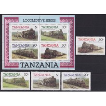 F-EX63757 TANZANIA MNH 1985 RAILROAD LOCOMOTIVE RAILROAD TRAIN FERROCARRIL.