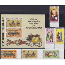 F-EX63759 TOGO MNH 1979 100th ANNIV ROWLAND HILL RAILROAD CARRIAGES CYCLES PÒSTMAN.