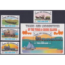F-EX64045 TURKS & CAICOS MNH 1983 TRAMS LOCOMOTIVE RAILROAD RAILWAYS.