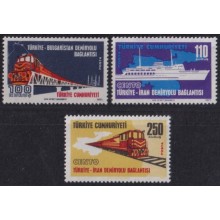 F-EX64051 TURKEY MNH 1971 RAILROAD SHIP CHEMIS DE FER LOCOMOTIVE TRAIN.