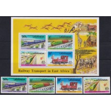 F-EX63762 UGANDA MNH 1976 RAILROAD FERROCARRIL CHEMIS DE FER LOCOMOTIVE.