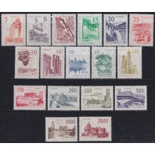 F-EX63764 YUGOSLAVIA MH 1961-62 DEFINITIVE SET ARCHITECTURE RAILROAD DEVELOPMENT.