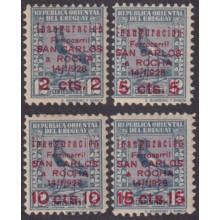 F-EX63502 URUGUAY MH 1928 OVERPRINT INAUGURATION RAILROAD SAN CARLOS – ROCHA TRAIN.